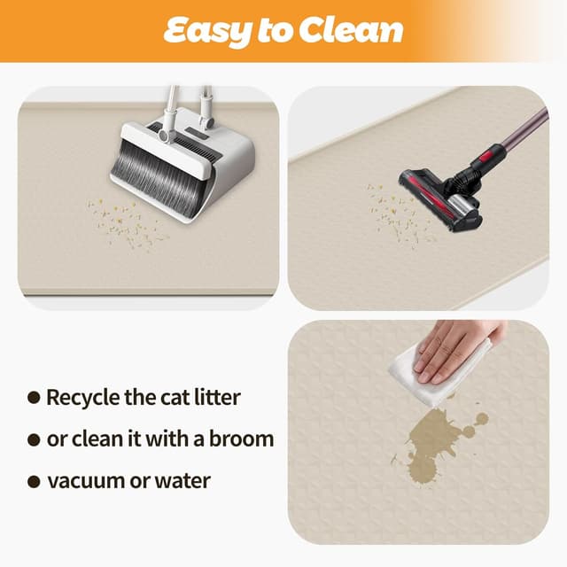 Detalle de Bartuke Katzenklo Matte „Matte“ (130 x 65 cm) aus Silikon – Übergröße zum Streukontrollieren, Beige