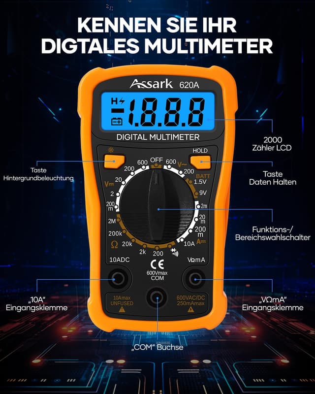 Thumbnail 6 de Assark Digital Multimeter Voltmeter 1 Gerät