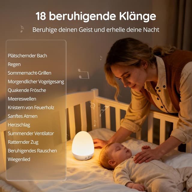 Detalle de JolyWell Nachtlicht mit White Noise 18 Arten