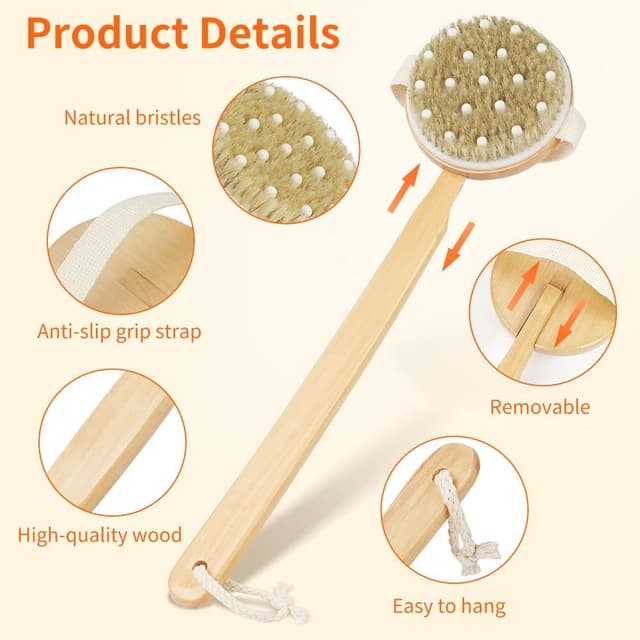 Detalle 1 de AOOSU Brosse Dos Douche Bois 42 cm