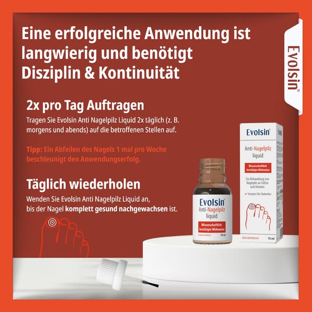 Detalle 2 de Evolsin® Anti-Nagelpilz Liquid – Medizinprodukt gegen Nagelpilz an Händen & Füßen, auch für Diabetiker