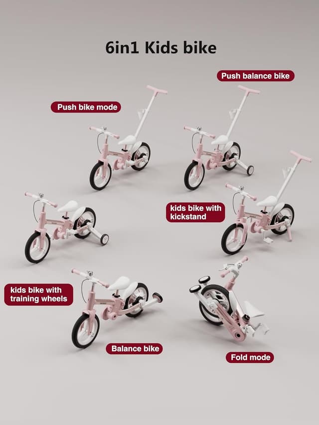 Detalle 2 de lecoco Upgraded 6-in-1 Toddler Bike with Push Handle (Balance + Training Wheels + Pedal Mode)