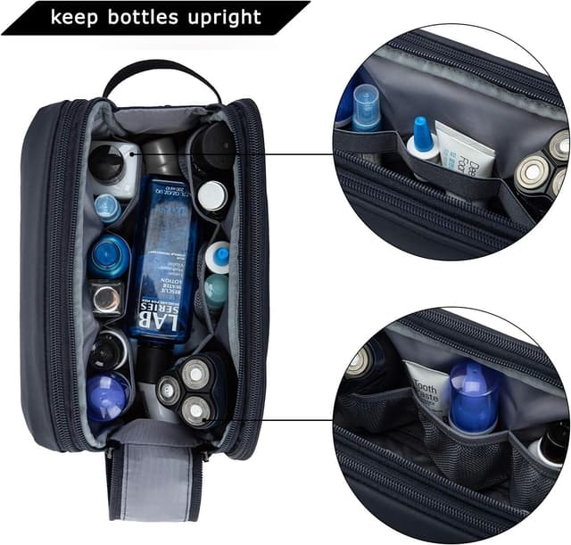 Detalle de BAGSMART Wash Bag for Men Travel Toiletry Bag (Water-Resistant, Dual Zips, Wet/Dry Pocket) – Blue