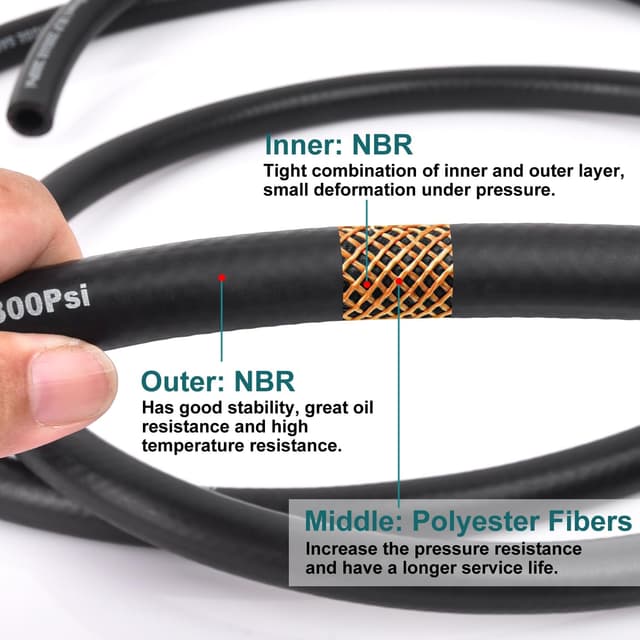 Thumbnail 3 de 3/8 Inch ID Fuel Line Hose 10ft — 300 PSI ⛽