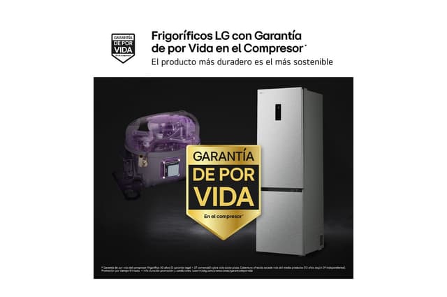 Detalle 2 de LG GBBS727CMB Frigorífico combi 375 L, 2,03 m