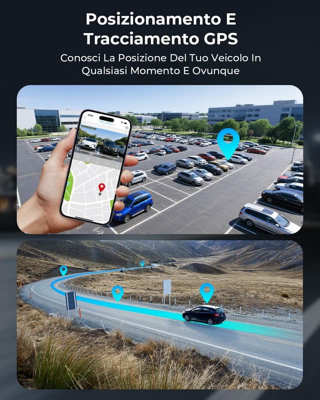 Detalle 2 de NUASI Dash Cam 4G LTE con doppia telecamera anteriore/posteriore 2K + 1080P, GPS, OBD e modalità parcheggio 24/7