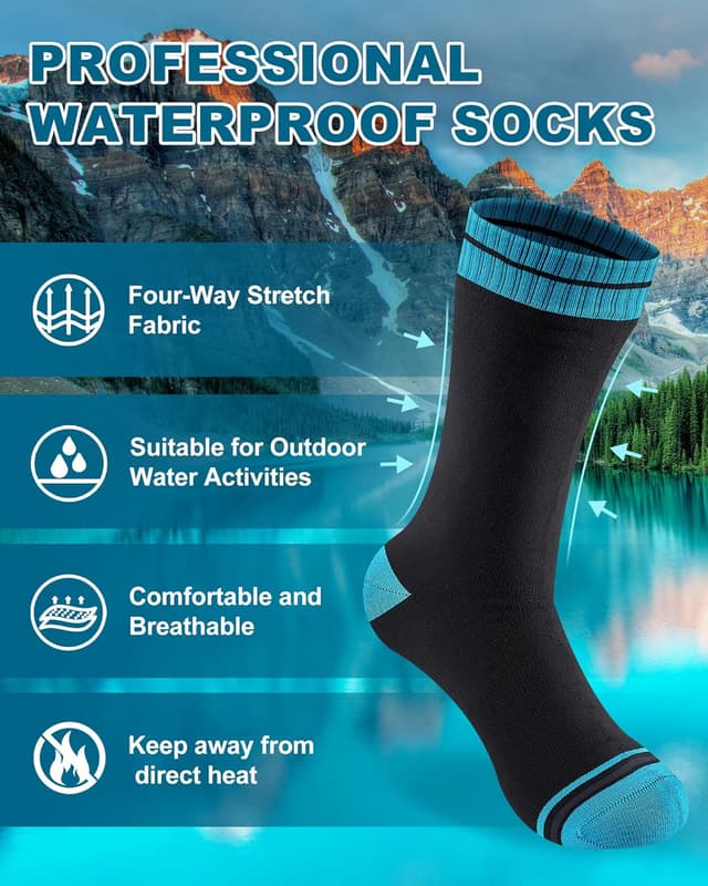 Detalle de inaWarm Waterproof Socks for Men – breathable 3-layer hiking & walking crew socks for cold, wet weather