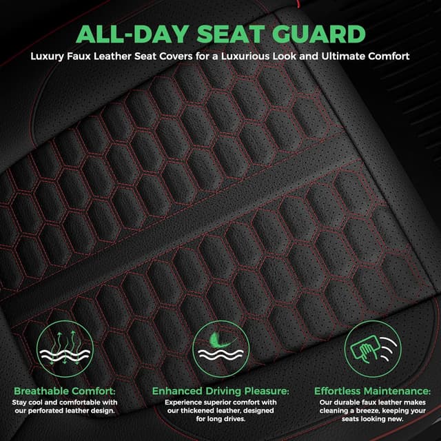 Detalle de RIDEPOSH Custom Leather Seat Covers for Silverado/Sierra 1500 (2019–2026) & 2500HD/3500HD Crew Cab (2020–2026)