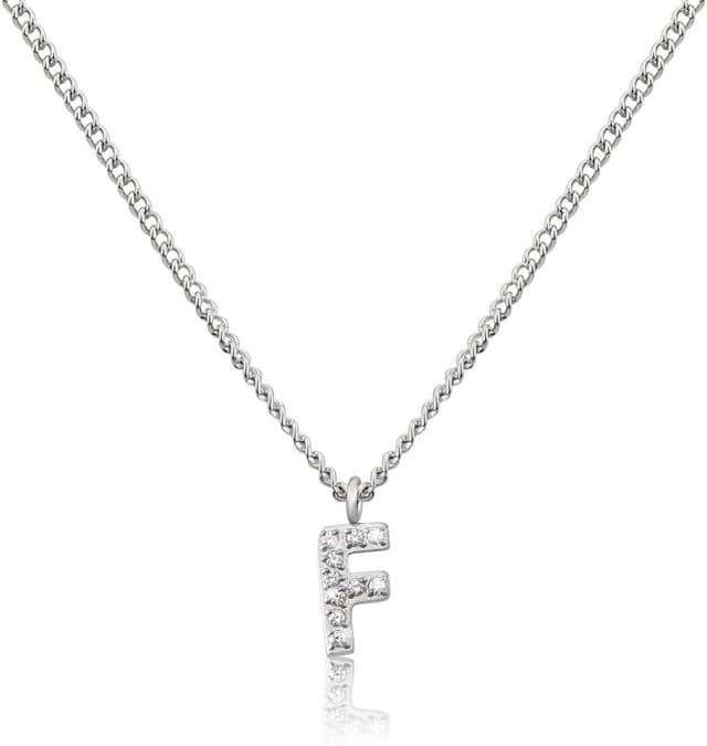 Detalle de GD GOOD.designs EST. 2015 Chaîne avec lettres argentées en acier inoxydable pour femmes