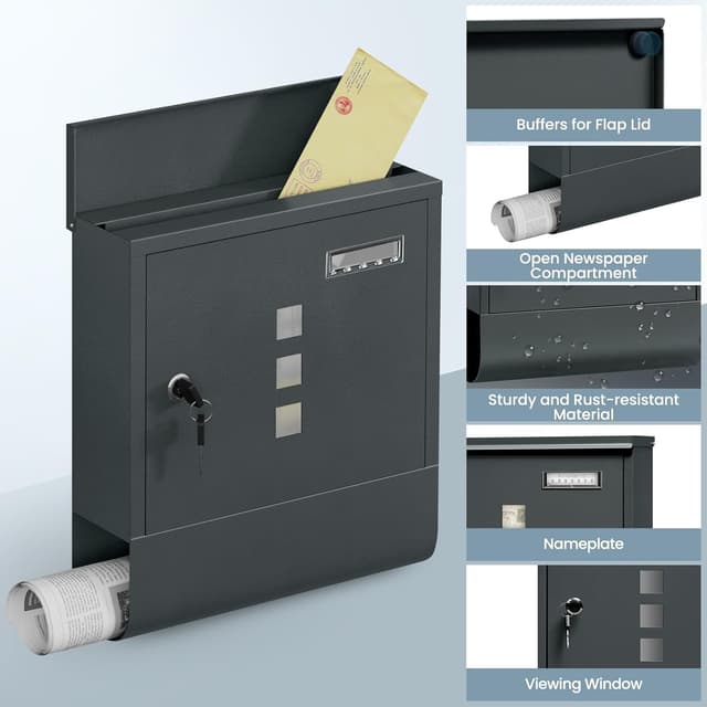 Detalle 2 de WOLTU Briefkasten 30,5 x 33,5 x 9 cm