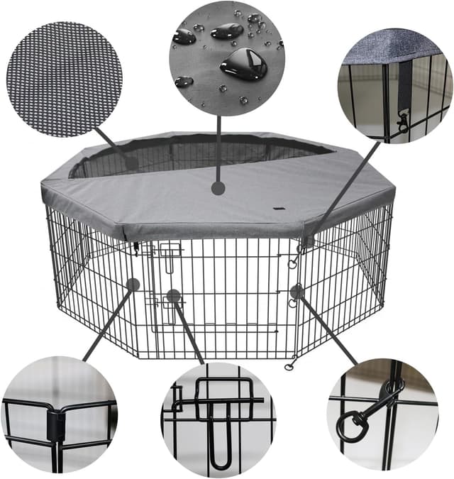 Detalle de PETIME Foldable Dog Exercise Pen 24" H