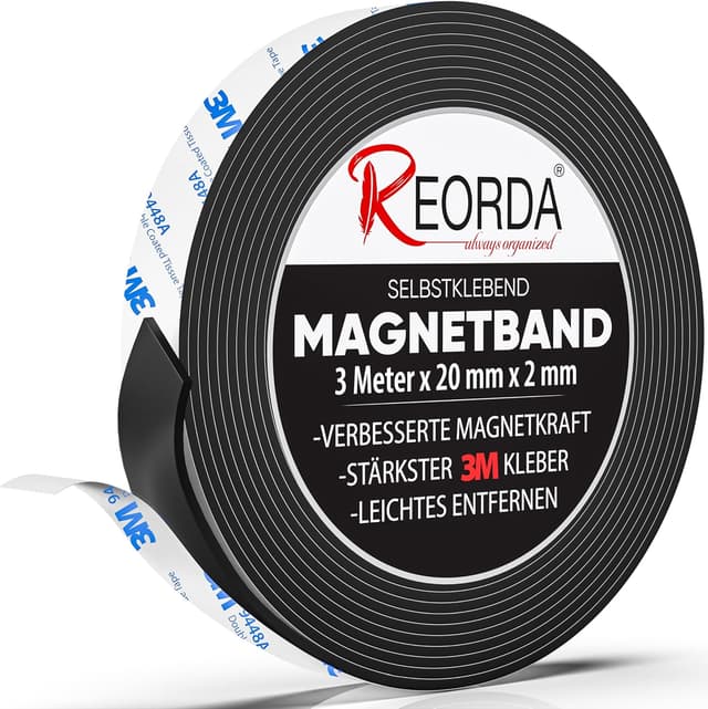Detalle de REORDA® Magnetband selbstklebend (blauer 3M-Kleber, stark) – Magnetstreifen zur flexiblen Montage
