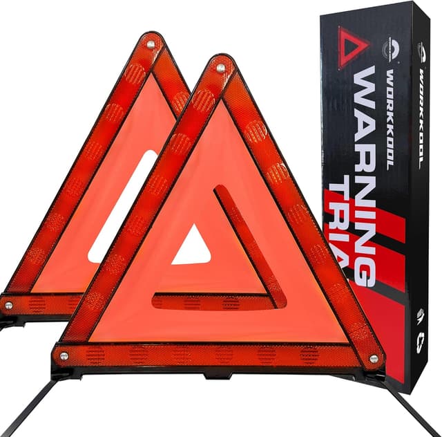 Detalle de WORKKOOL Warndreieck KFZ (ECE R27) – 2 reflektierende Pannendreiecke inkl. Aufbewahrungsbox