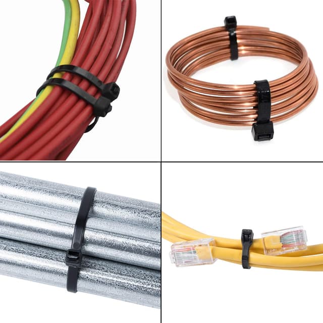 Detalle 2 de 12 inch Cable Ties 1000 Pack (Black) – 300 x 3.6mm Nylon Zip Ties, UV Resistant, Self-Locking