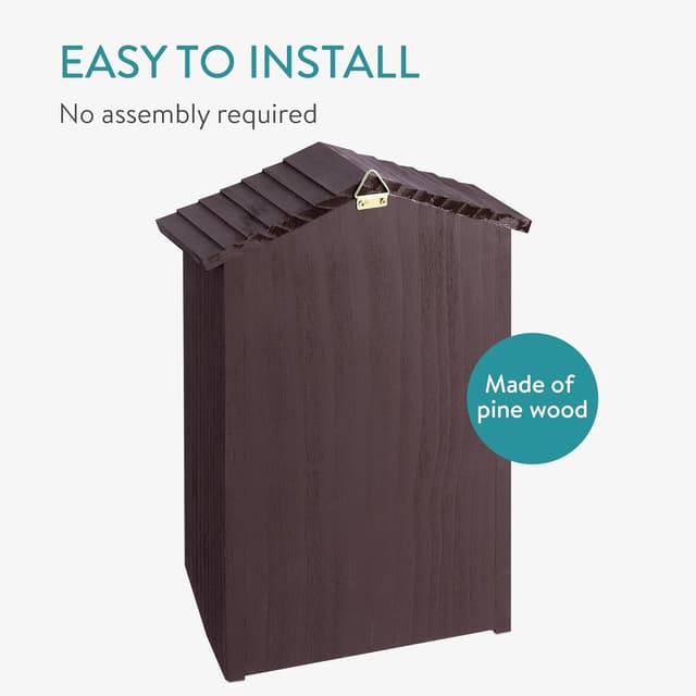 Detalle de Navaris Large Outdoor Pine Wooden Bat Box with Double Chamber Design (26x10.2x42cm)