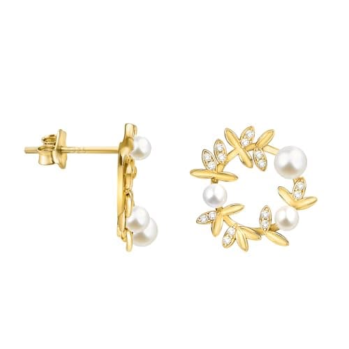 Detalle de Sofia Milani E3053 pendientes de botón en plata de ley 925 con chapado en oro y circonitas