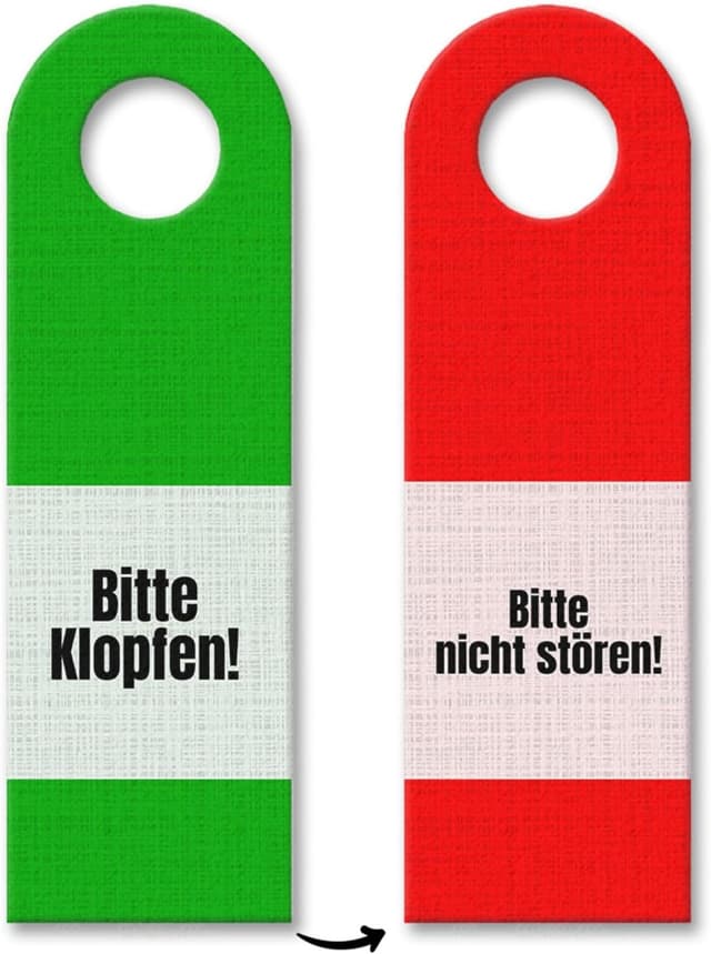 Detalle de Bitte klopfen Türhänger Grün/Rot 8x27 cm