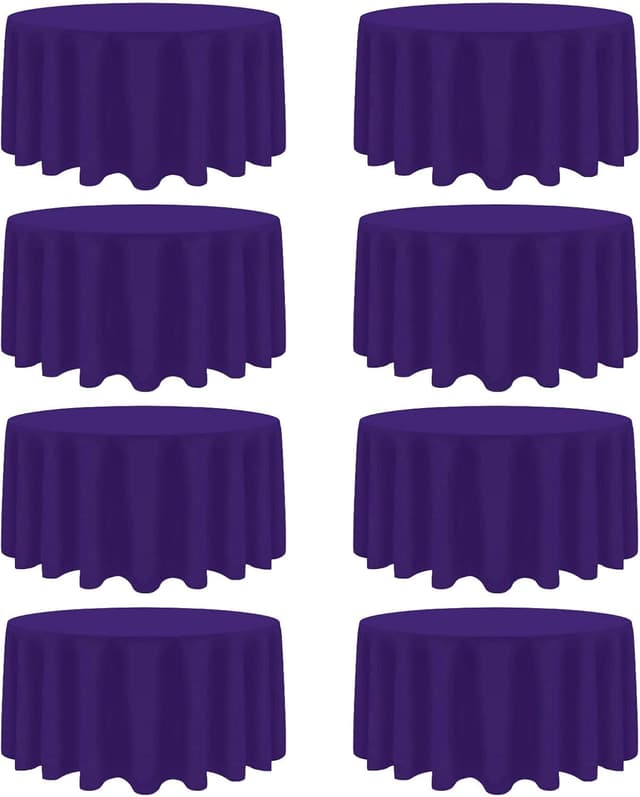 Detalle de Heneger 8-Pack Purple 90-Inch Round Tablecloth (Wrinkle-Resistant Polyester)
