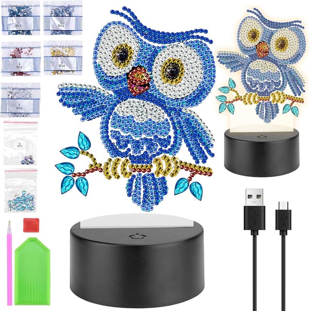 Detalle de Homgaty Diamond Painting Nachtlicht Eule