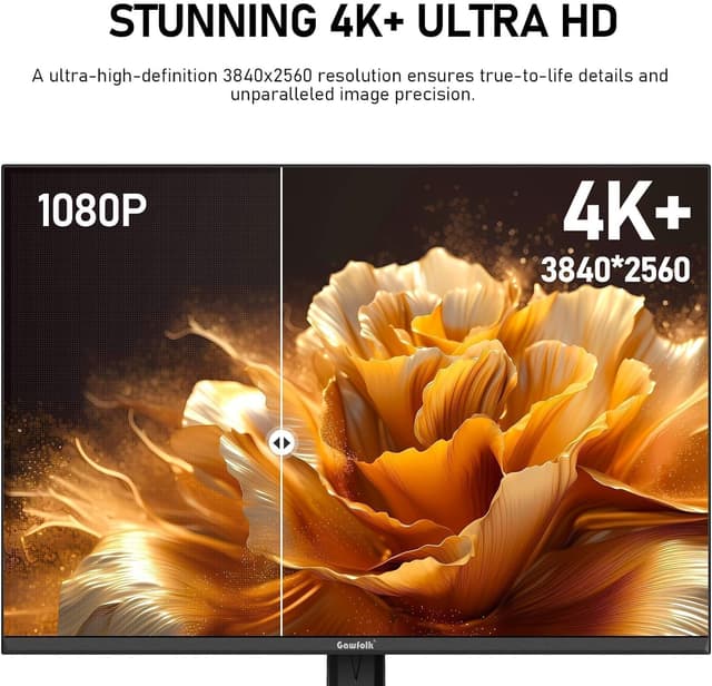 Detalle 2 de Gawfolk 28 Zoll 4K Gaming-Monitor (3840×2560), 60 Hz IPS mit Lautsprecher, FreeSync & VESA