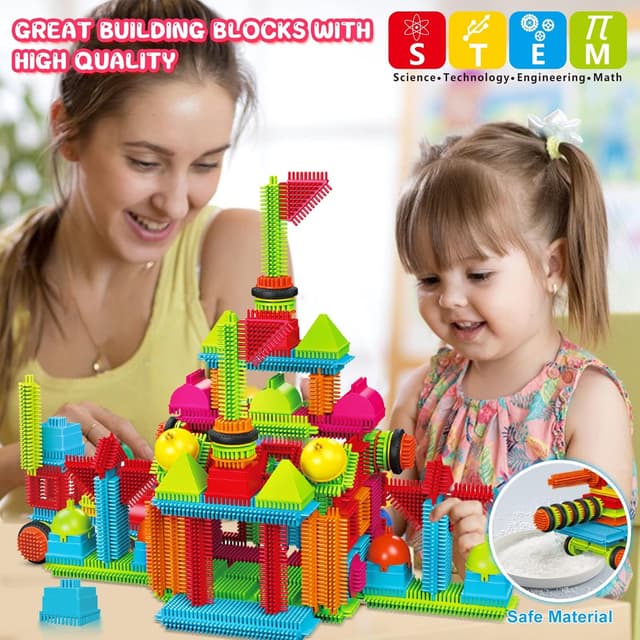 Detalle de obakaer Stickle Bristle Building Blocks (108 pcs) for ages 3+ – soft brush-bristle construction bricks