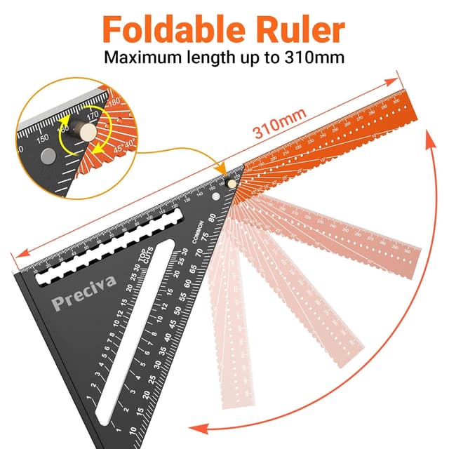 Detalle 2 de Preciva Zimmermannswinkel Dreieck Winkelmesser 310 mm