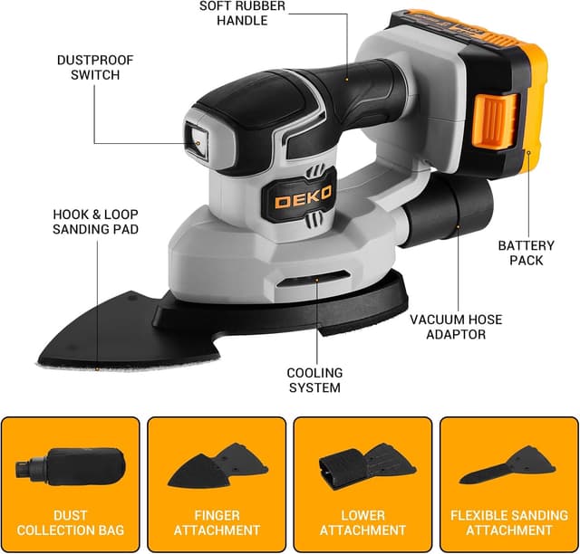 Detalle de DEKOPRO cordless mouse sander 20V