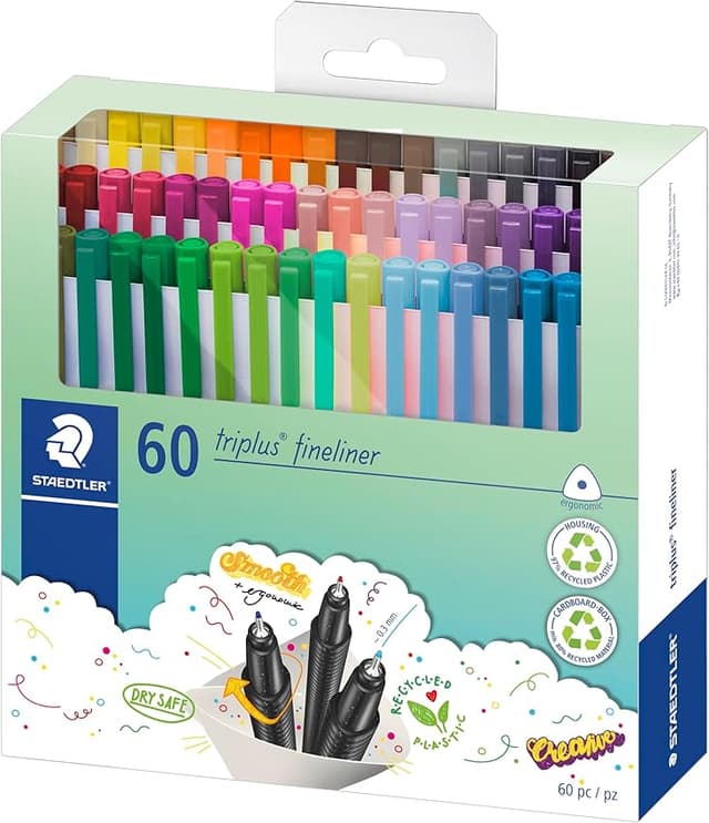 Detalle de Staedtler 334 C60. Pack 60 Rotuladores Fineliner Colores Brillantes 🎨
