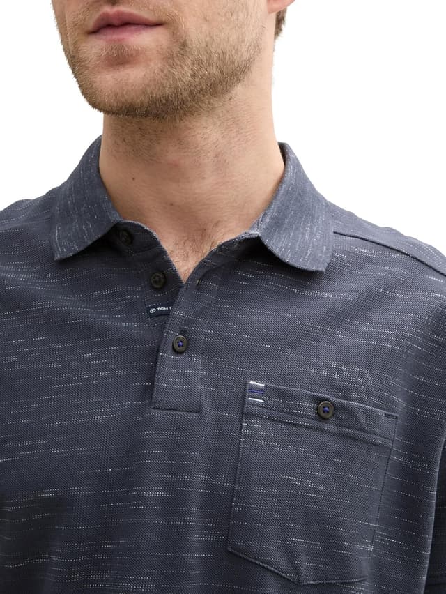 Detalle de TOM TAILOR Polo Uomo in piqué effetto jaspeato con bottoncino decorativo