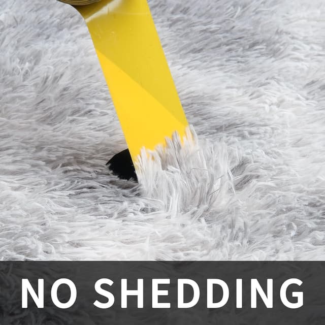 Detalle de Sour Lemon Rugs Living Room Shaggy Rug 160x230cm in Grey – Washable Anti-Slip Soft Floor Carpet