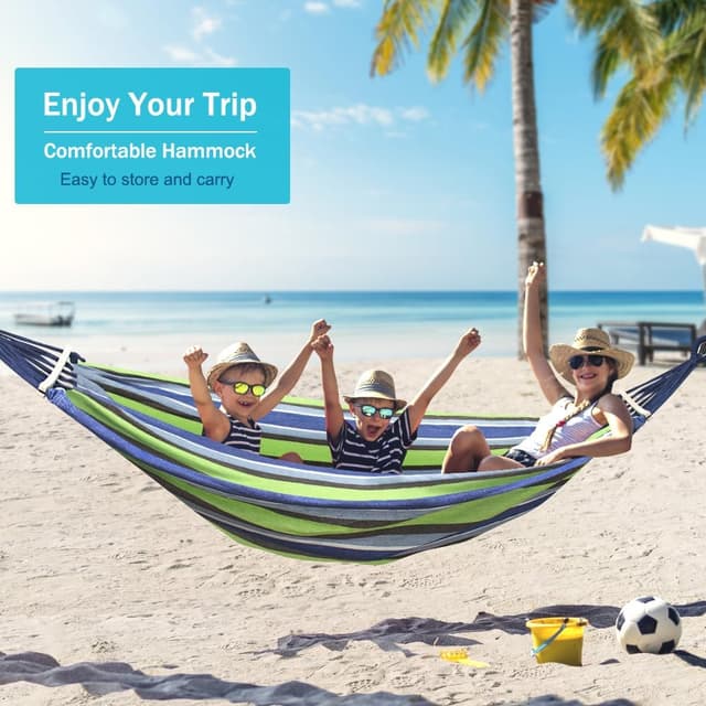 Thumbnail 6 de MOSFiATA Hammocks Portable Camping Hammock (Light Green) with anti-roll balance bars and tree straps