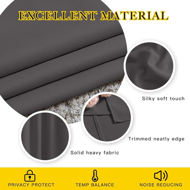 Thumbnail 2 de NICETOWN Gray Blackout Curtains 84 inches 🪟