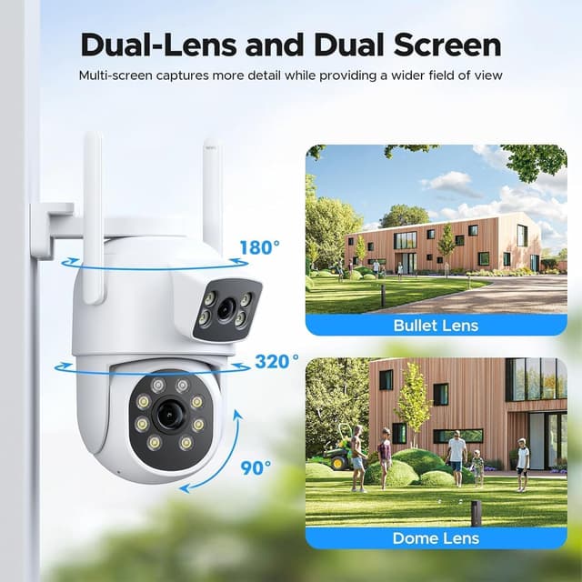 Detalle 2 de Camcamp Dual-Lens CAMCAMP Wireless CCTV Camera System with 10CH NVR, 500GB HDD and 4 PTZ Wi‑Fi Cameras