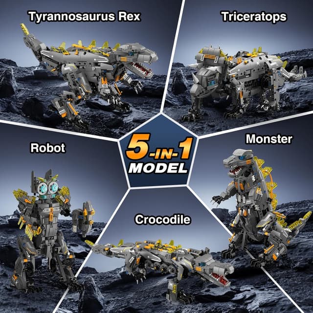 Detalle de Sunrad Technik Roboter-Bauspielzeug 5-in-1 mit App & Fernsteuerung (935 Teile) – Programmierbares Technic-Set für Kinder 7–12+