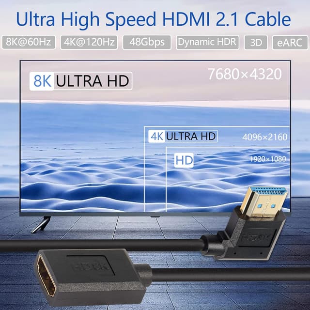Detalle 1 de PNGKNYOCN 8K HDMI Kabel 0,3 m 90°