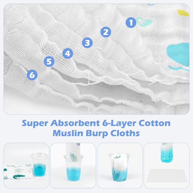 Thumbnail 4 de Maliton Muslin Cloths 50x25 cm, 6-pack baby