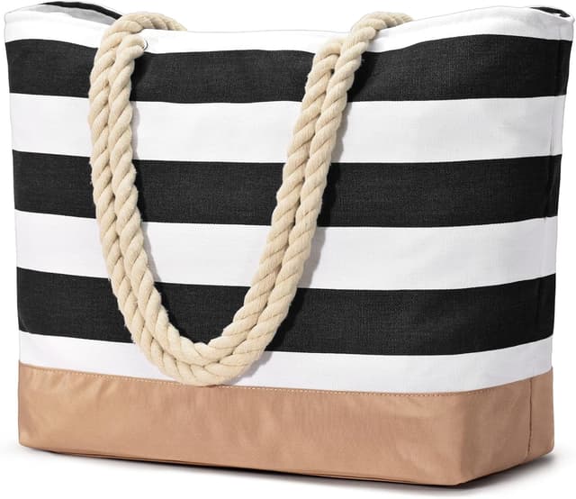 Detalle de oscaurt Strandtasche Tote Bag mit Reißverschluss – große wasserdichte Shopper für Bad, Reise & Alltag