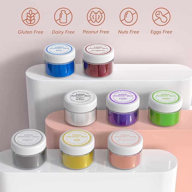 Thumbnail 6 de Wwtop essbarer Glitzer Set mit 8 Farben (je 5 g) für Getränke & Backen