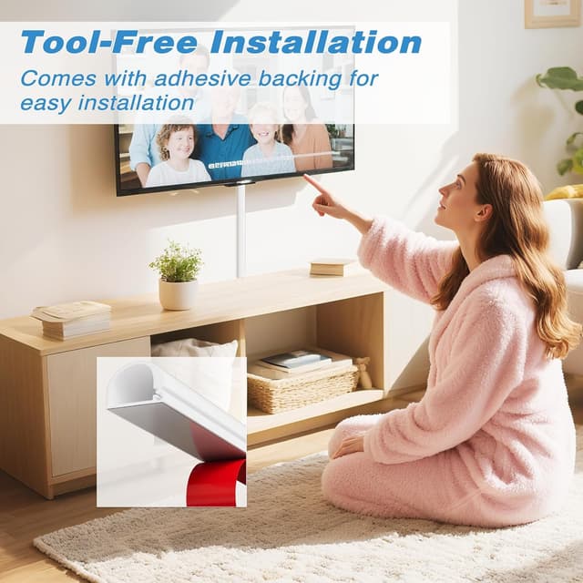 Thumbnail 6 de 1m White Self-Adhesive Mini Cable Trunking Kit (No Tools Needed) for 1 Cord