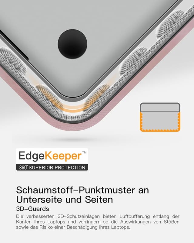 Thumbnail 4 de Inateck 360° Schutz Laptop-Hülle für 13-Zoll MacBook Air & Pro – Großvolumen-Sleeve mit Innenmaßen 30,5 × 21,5 × 2 cm