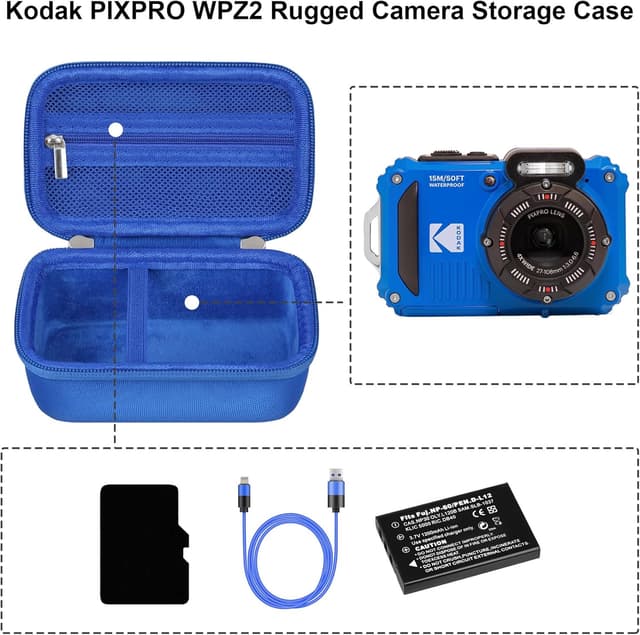 Detalle de RAIALL Camera Case for Kodak PIXPRO WPZ2 rugged waterproof digital camera (Blue) with extra mesh pocket