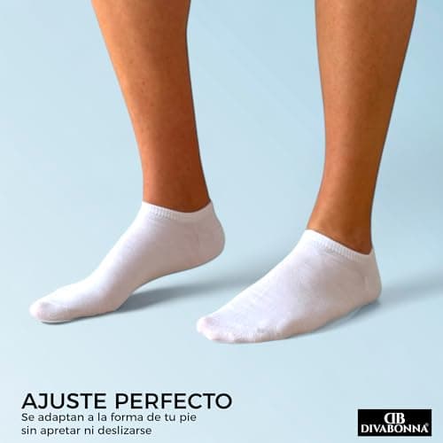 Thumbnail 8 de DIVABONNA 12 pares de calcetines tobilleros (hombre y mujer) de algodón transpirable en blanco y negro, talla 40-46