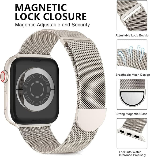 Detalle de ORRLBB Magnetic Clasp Strap for Apple Watch (Series 11–1, Ultra SE, various case sizes)