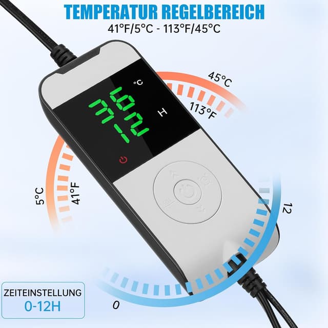 Detalle de WADEO Heizmatte für Pflanzen groß (55 W) mit Thermostat, 60 x 42 cm, Timerfunktion