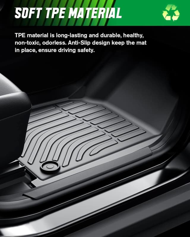 Detalle de VIWIK All-Weather TPE Floor Mats for 2014-2019 Toyota Corolla (Automatic) — Front & Rear Black
