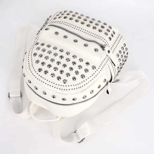 Detalle de MilyaDE Nieten Mini-Rucksackhandtasche als Daypack für Damen & Herren – Kunstleder/Polyester