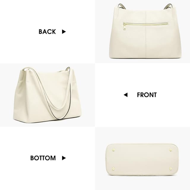 Thumbnail 6 de Kattee Soft Genuine Leather Tote Hobo Shoulder Bag with Magnetic Snap (Medium)