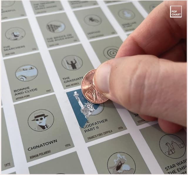 Detalle 2 de Pop Chart Tableau à gratter 100 films ⚙