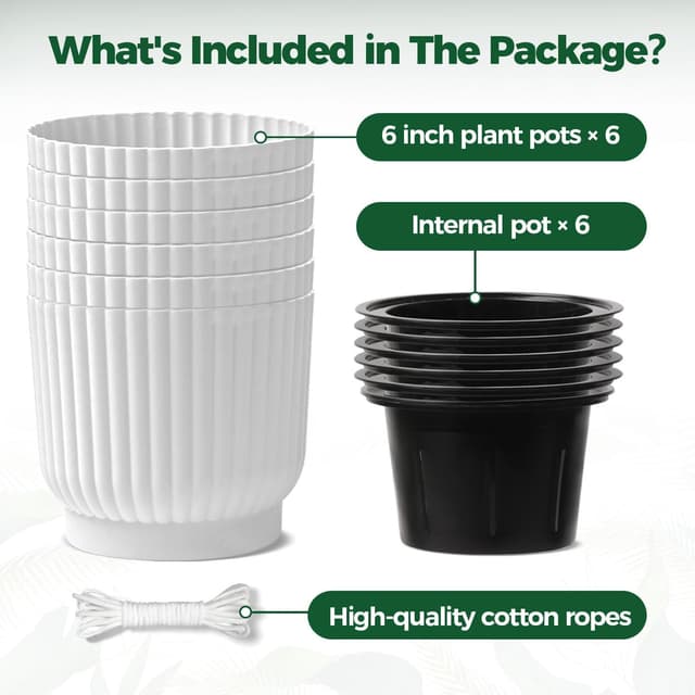 Thumbnail 5 de T4U 15cm Self-Watering Plant Pots 6 Pack