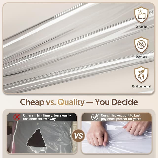 Detalle de MISSLO 10" Gusseted 40" All-Clear Hanging Garment Bags (3-Pack) for Suits, Coats & Dresses